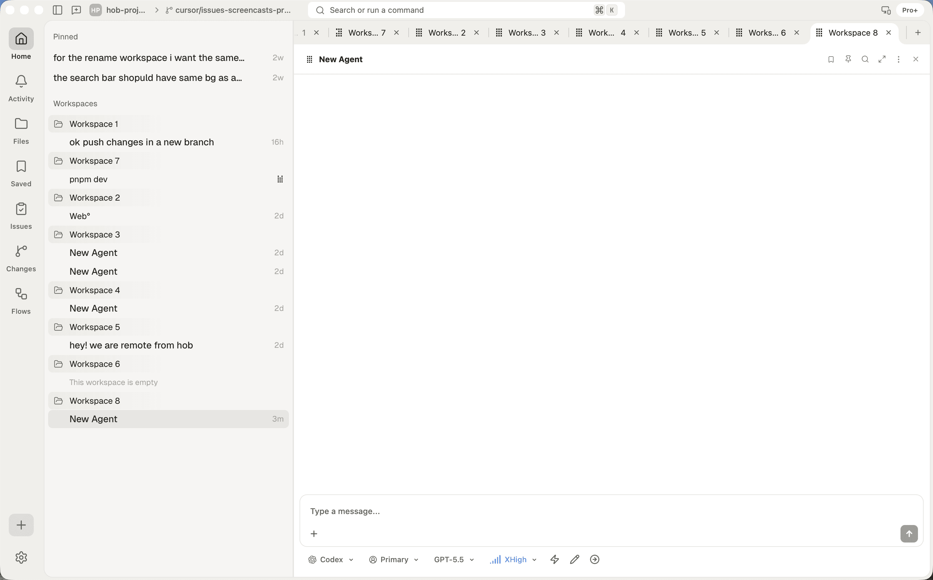 hob workspace interface