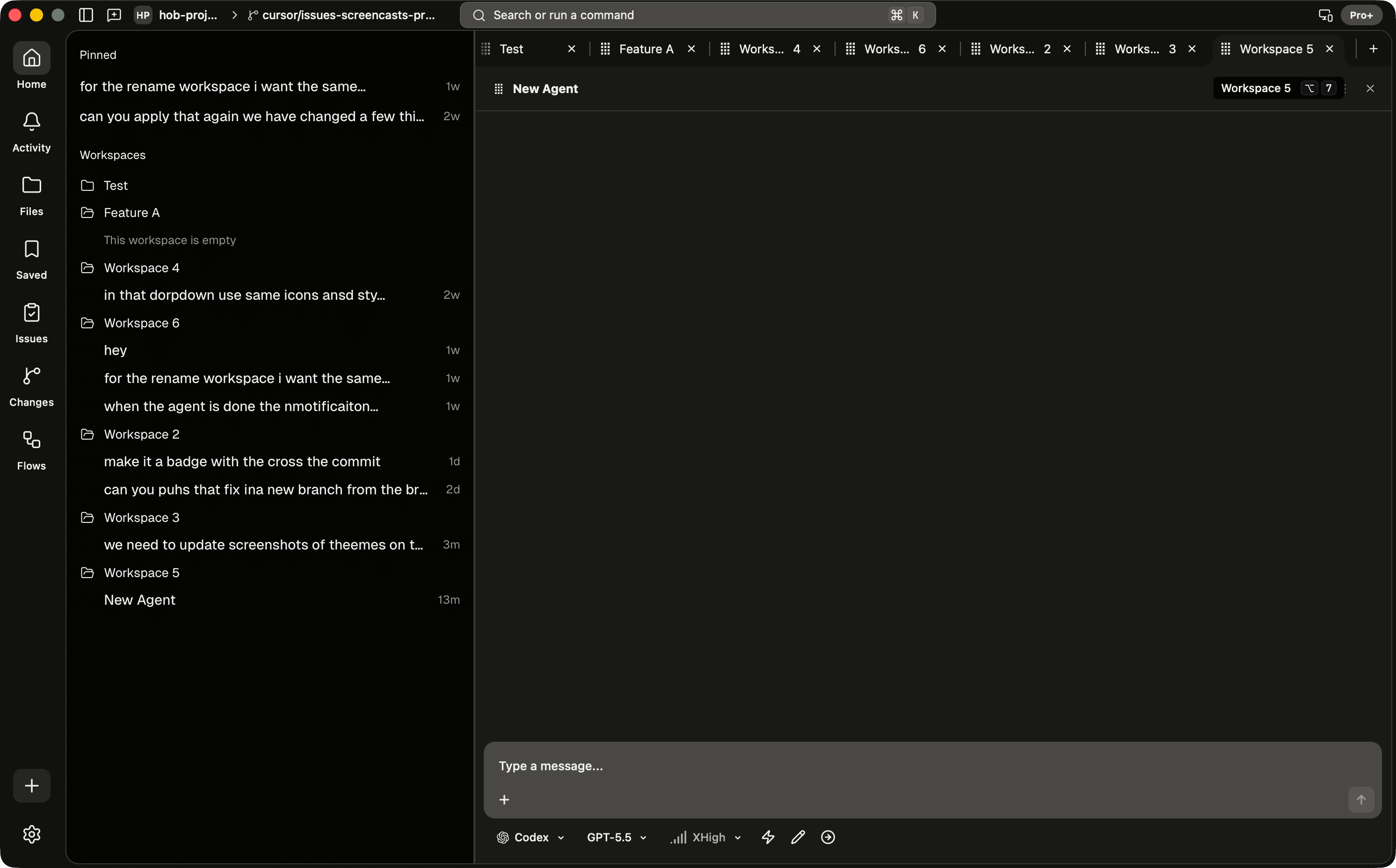 hob workspace interface