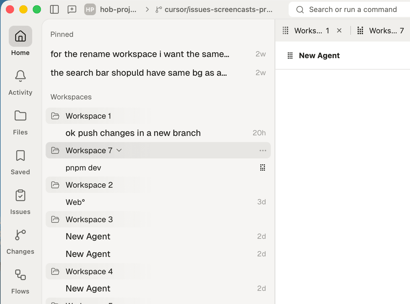 hob workspace interface