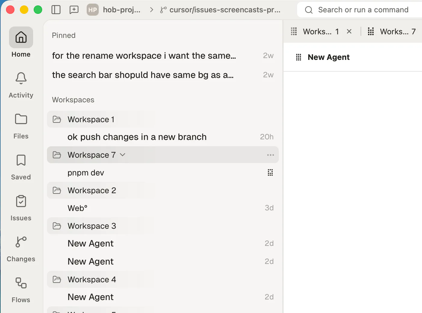 hob workspace interface