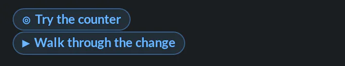 An agent message containing a Try the counter attention link and a Walk through the change play button