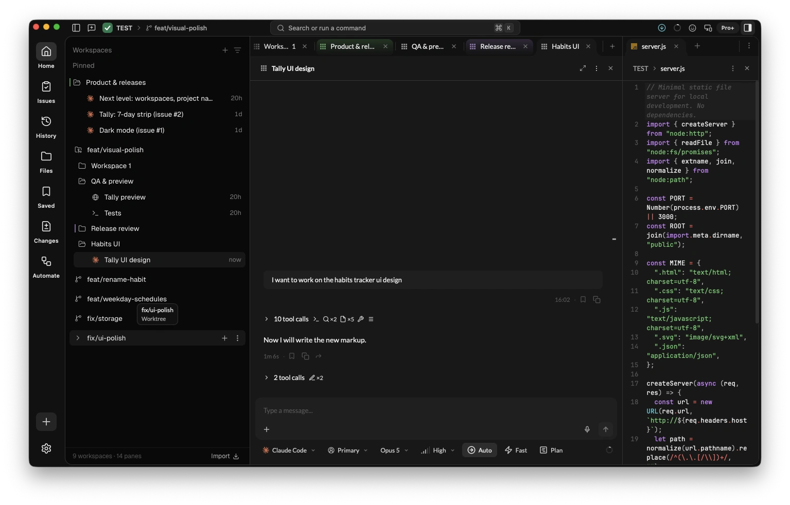 hob workspace interface